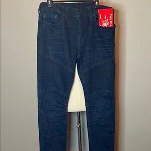NWT True Religion 'Rocco' Relaxed Skinny Jeans in Dark Blue Denim (34W x 34L)